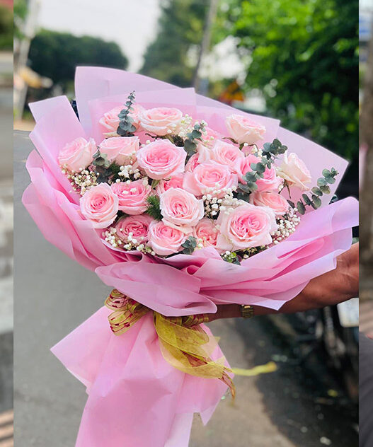 bó hoa hồng phấn đẹp